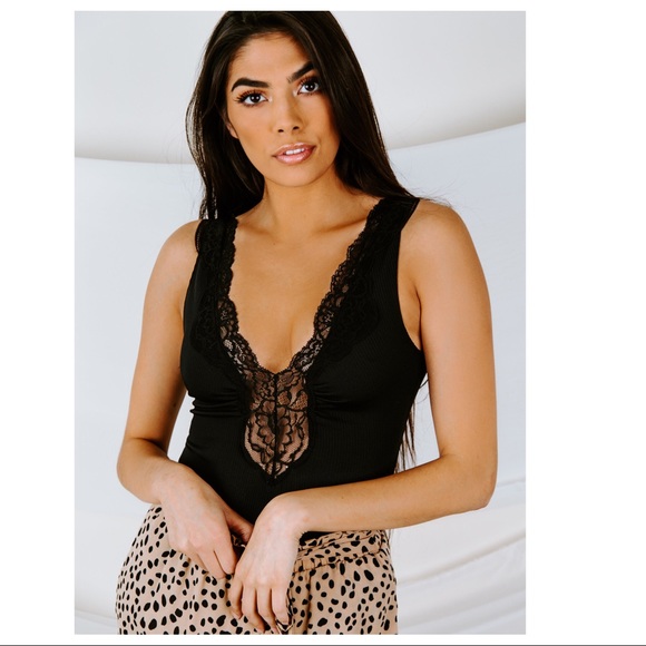 FREE PEOPLE BOHO LACE BODYSUIT KNIT TANK TOP A2C - Picture 12 of 16